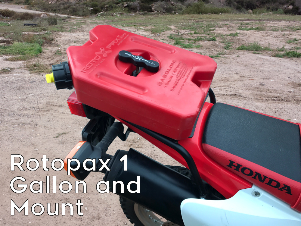 crf230l rear luggage rack rotopax can