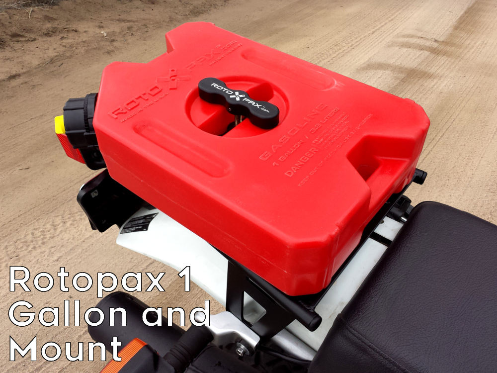 XR650L rear luggage rack rotopax can